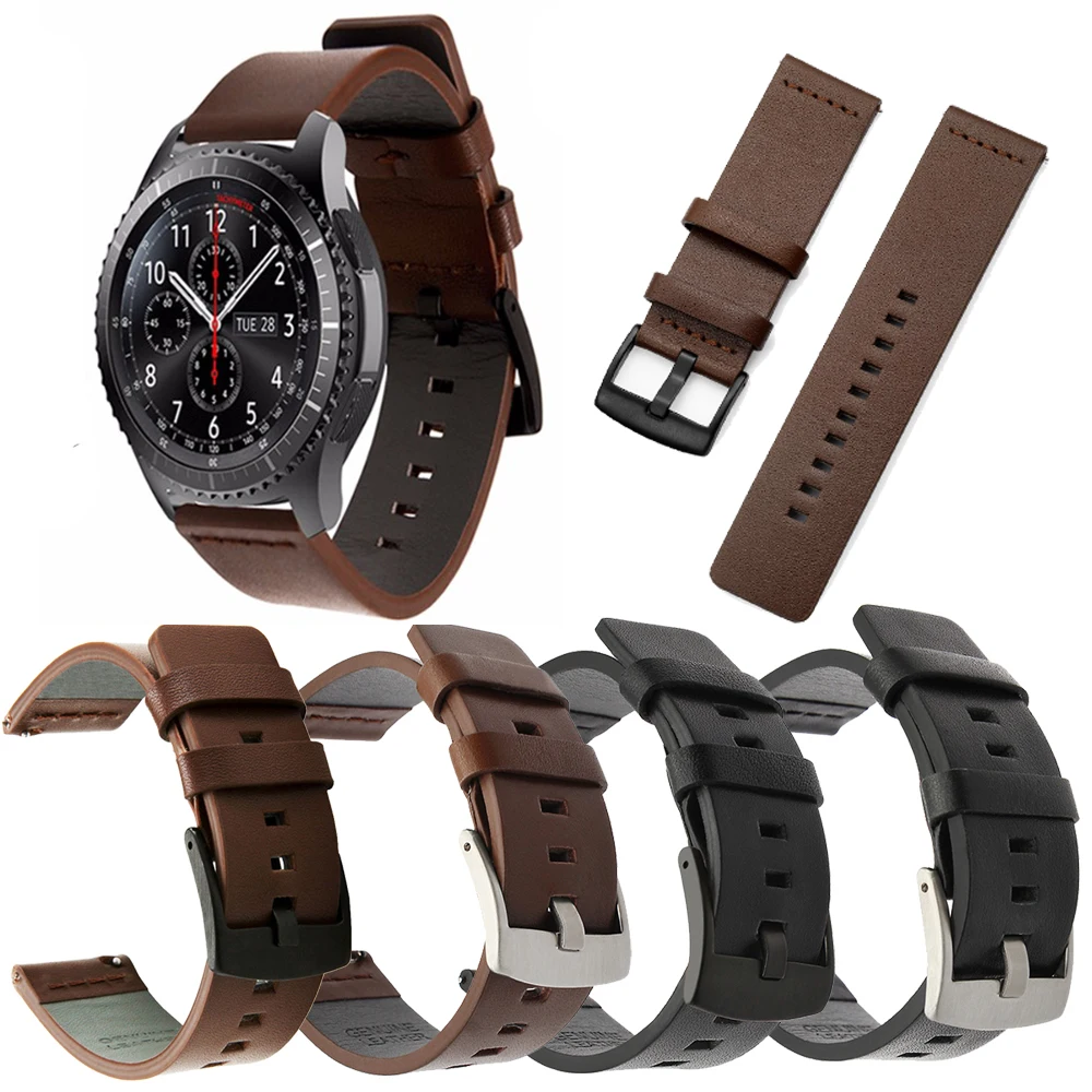 22 мм ремешок для часов из натуральной кожи для samsung Galaxy Watch 46 мм gear S3 спортивный ремешок для часов Quick Release 24 мм