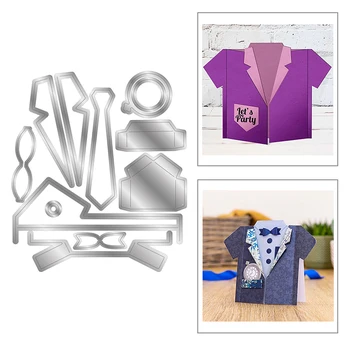 

2020 New Suit Dress Tie Bow Buttons Layering Metal Cutting Dies For DIY Making Pop-Up Greeting Card Paper Scrapbooking No Stamps