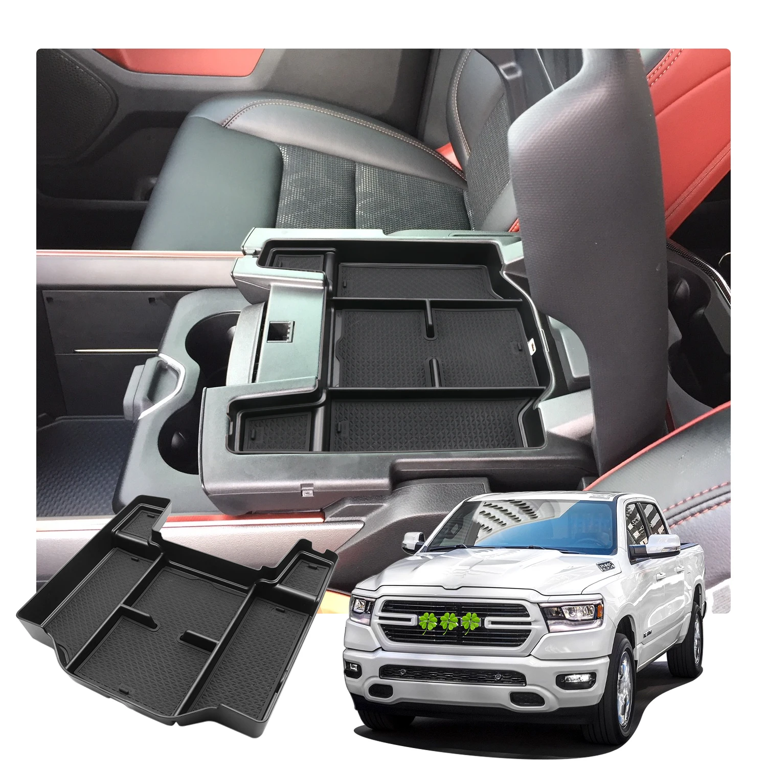 Lfotpp Auto Bracciolo Storage Box Per Ram 1500 2500 3500 2019-2022 Contenitore In Gomma Antiscivolo Auto Interior Ram 1500 Accessori