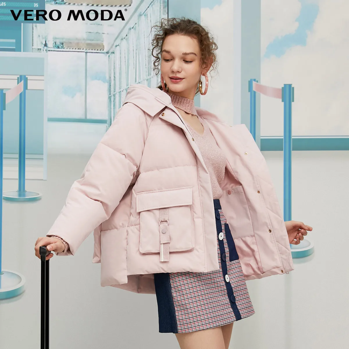 Vero Moda женские декоративные карманы чистый цвет с капюшоном Стеганое пальто | 319409515 - Цвет: Violet ice