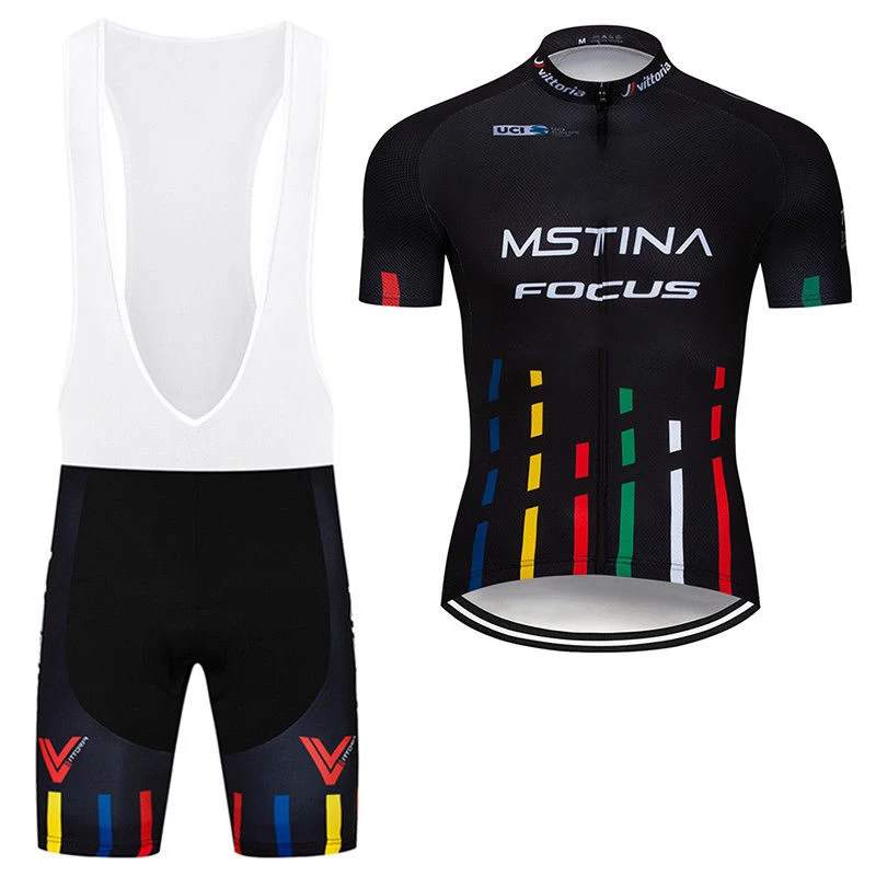 

CyclingEasy 41318 2019 Focus Cycling Jersey Maillot Ciclismo Short Sleeve and Cycling bib Shorts Cycling Kits Strap