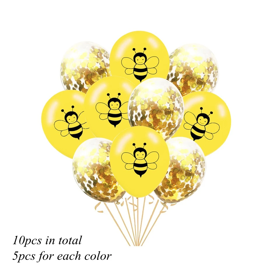1 комплект, серия Honeybee, воздушные шары, пчела, торт, Топпер, детский душ, мама, пчела, сделай сам, бумажный баннер, детские украшения на день рождения - Цвет: 10p Yellow confetti