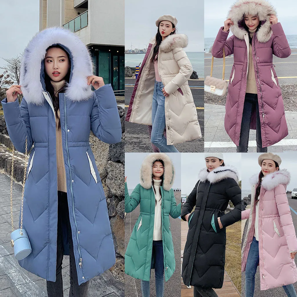 

JAYCOSIN Winter Jacket Hooded Fur Collar Thicken Warm Cotton Clothing Jacket Outerwear Slim Large Size Women Basic Coat 19Sep17