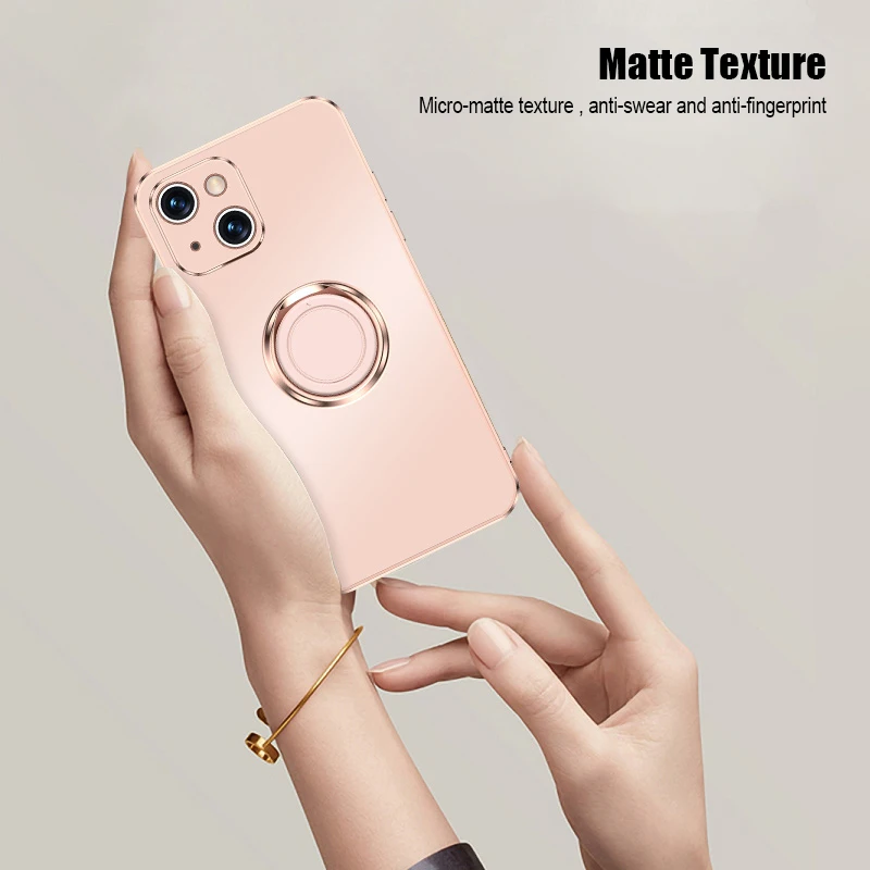 cover for iphone 13 For iPhone 13 Rings Case for iPhone 11 Pro Max 12 Mini X Xs Xr 8 7 Plus SE 2020 Plating Stand Holder Slim Matte Silicone Cover apple 13 case