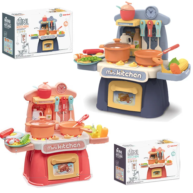 

Mini Kitchenware House Toy Set Lighting and Cooking Sound Kitchen Toys for Christmas Gift Girls Toys with dollhouse food