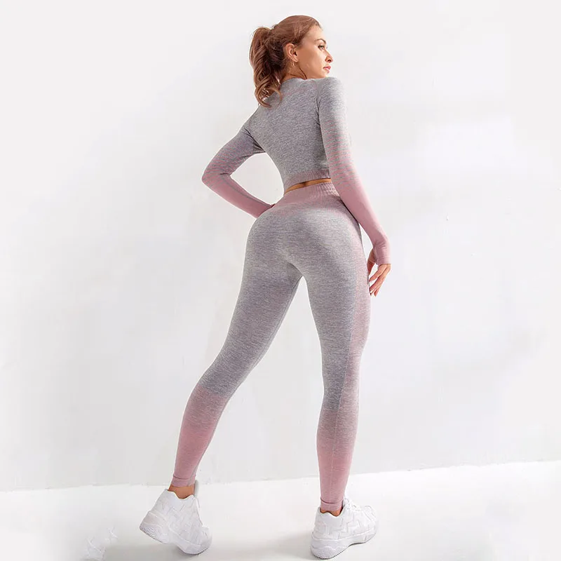 Комплект из 2 предметов спортивная одежда для женщин спортивные Леггинсы фитнеса