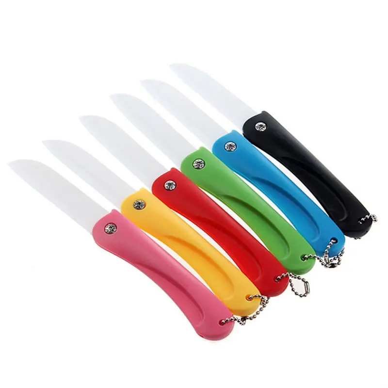 3.2" Ceramics Portable Folding Knife Utility Fruit Vegetable Paring Slicer Meat Slicing Cleaver Sushi Cutter Chef Kitchen Knives