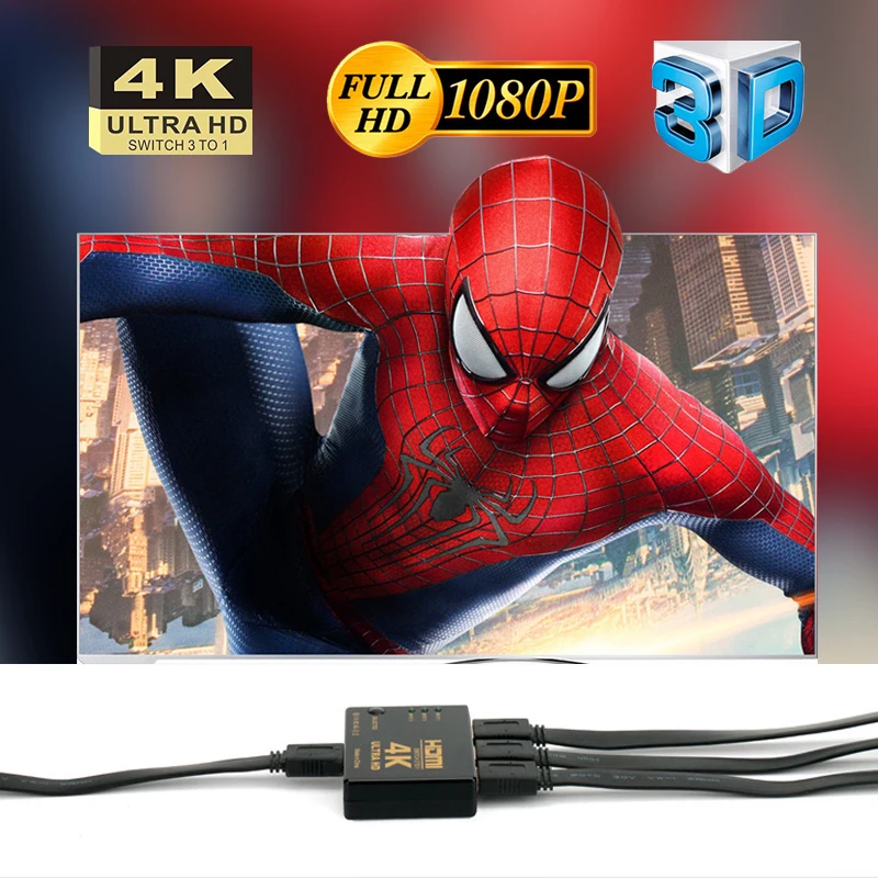 1080P 4K * 2K HDMI видеопереключатель сплиттер 3 входа 1 выход порта концентратор для DVD
