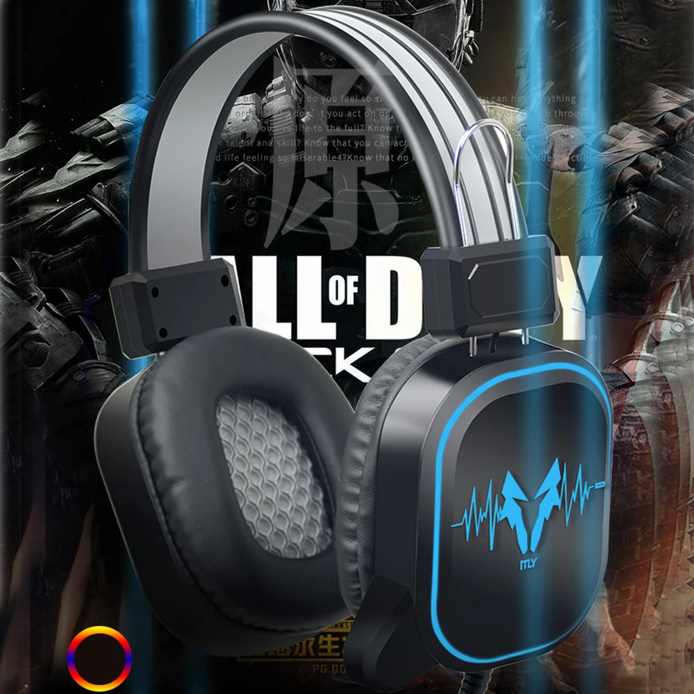 DS-100 USB Проводная Мода с микрофоном 7,1 звук канала музыка комфорт регулируемое освещение рабочего стола над ухом игровые наушники