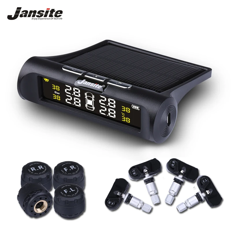 Jansite умный автомобиль TPMS система мониторинга давления в шинах солнечная мощность цифровой ЖК-дисплей автоматическая система охранной