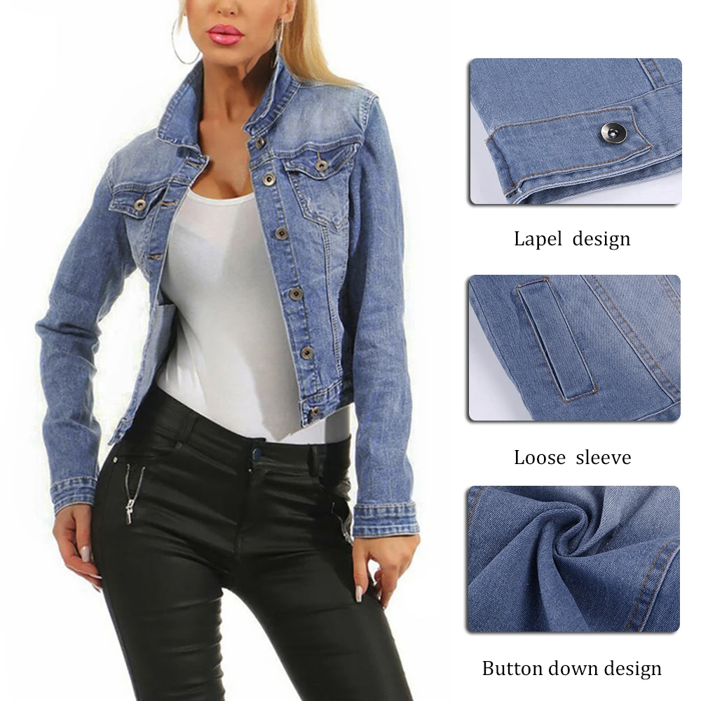 CALOFE, женский джинсовый Бомбер с потертостями, Базовая куртка на пуговицах, Женская Повседневная винтажная верхняя одежда, Осеннее женское модное пальто, уличная одежда