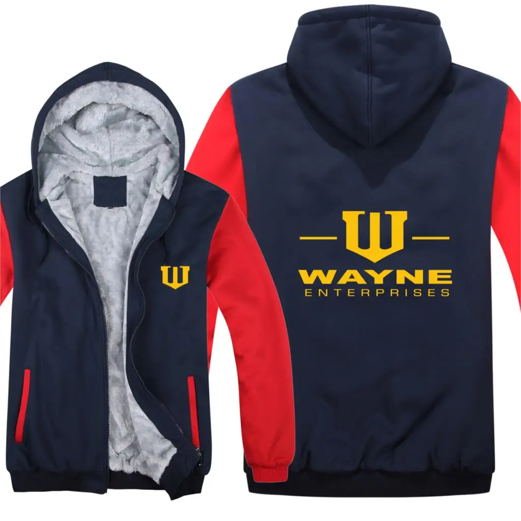 Wayne enterprises, толстовки, мужские, модные, шерсть, подкладка, куртка, Wayne Gotham City, толстовки, худи, HS-037