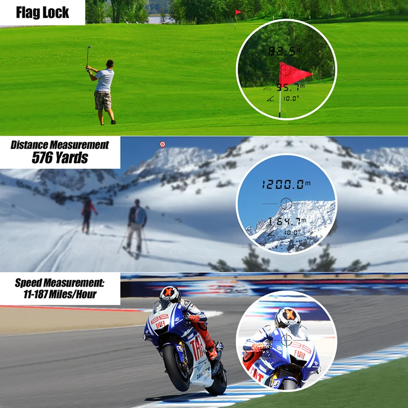 Acegmet Recarregável Golf Laser Rangefinder 600m Bloqueio Bandeira
