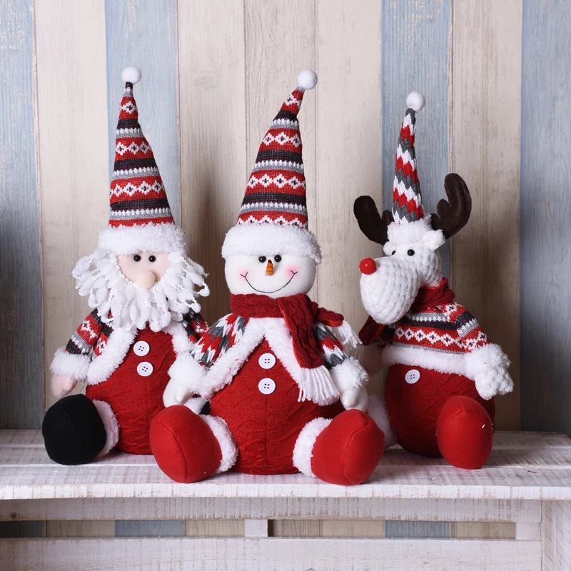 

Christmas Decoration for Home Sitting Sant Claus Dolls Red Snowman Elk Figurines Xmas Tree Ornament Furnishing Article Navidad