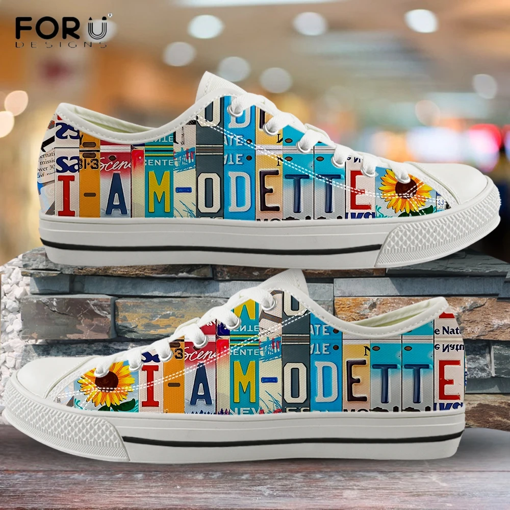 

FORUDESIGNS I am Odette Printed Girl Customize Name Breathable Spring Low Top Canvas Shoes Casual Ladies Footwear Light Footwear