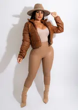 

Women's Winter Jacket 2021 High Quality New Short Coat Solid Turn-down Collar Zipper Cotton-padded Clothes Casual