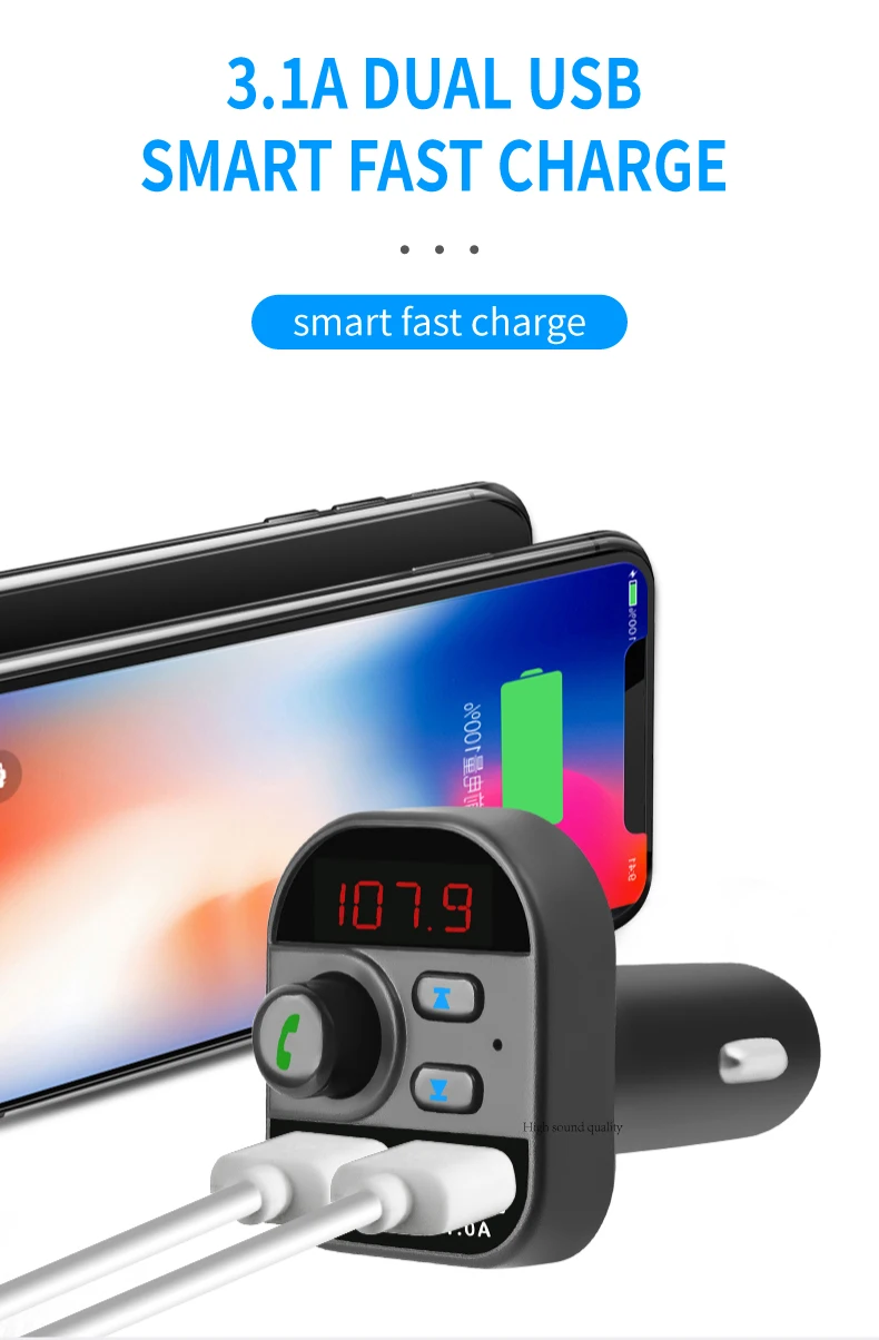 Bluetooth автомобильное USB зарядное устройство fm-передатчик беспроводной громкой связи аудио приемник авто MP3 плеер usb 12 В Разъем для мобильного зарядного устройства