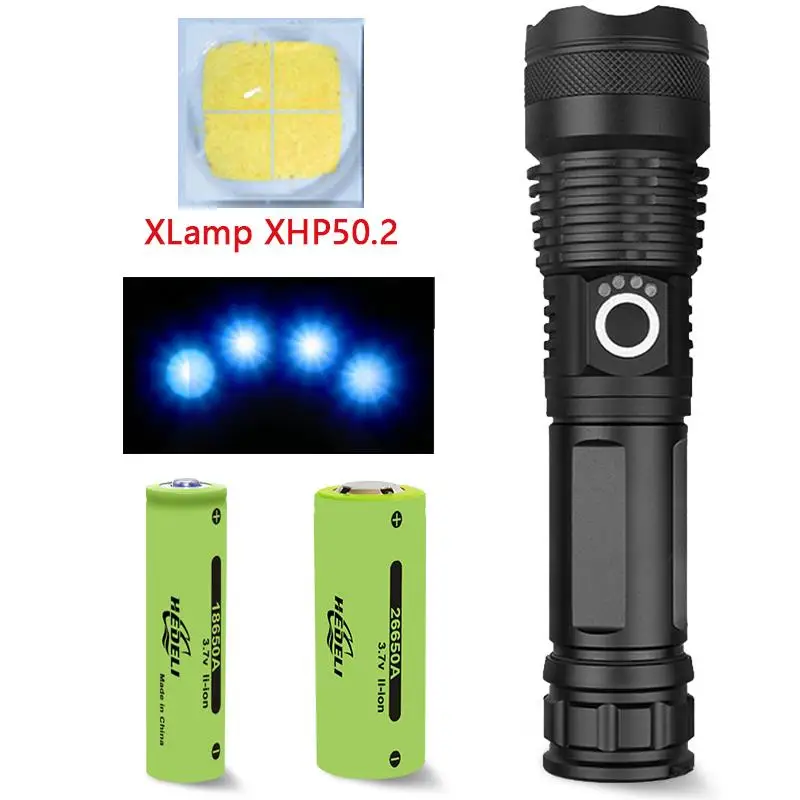XLamp cree xhp50 most powerful led flashlight torch usb 18650 or 26650 rechargeable led flashlights portable tactical hand lamp