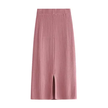 

2019 Women High Waist Knitted Bodycon Long Skirt Stretch Vintage Split Hem Women Winter Pencil Skirt Faldas Jupe Femme Saia