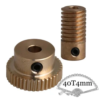 

0.5 Modulus 40T 1:40 Brass Worm Gear Wheel & 4mm Hole Dia Worm Gear Shaft Kits w/Screw for Drive Gear Box