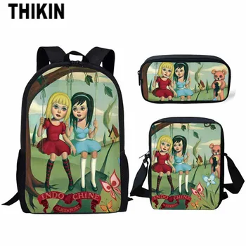 

THIKIN Alice & June Print 3 PCS/SET School Backpacks INDOCHINE Daily Bag for Teenage Girls Student School Bags Children Mochila