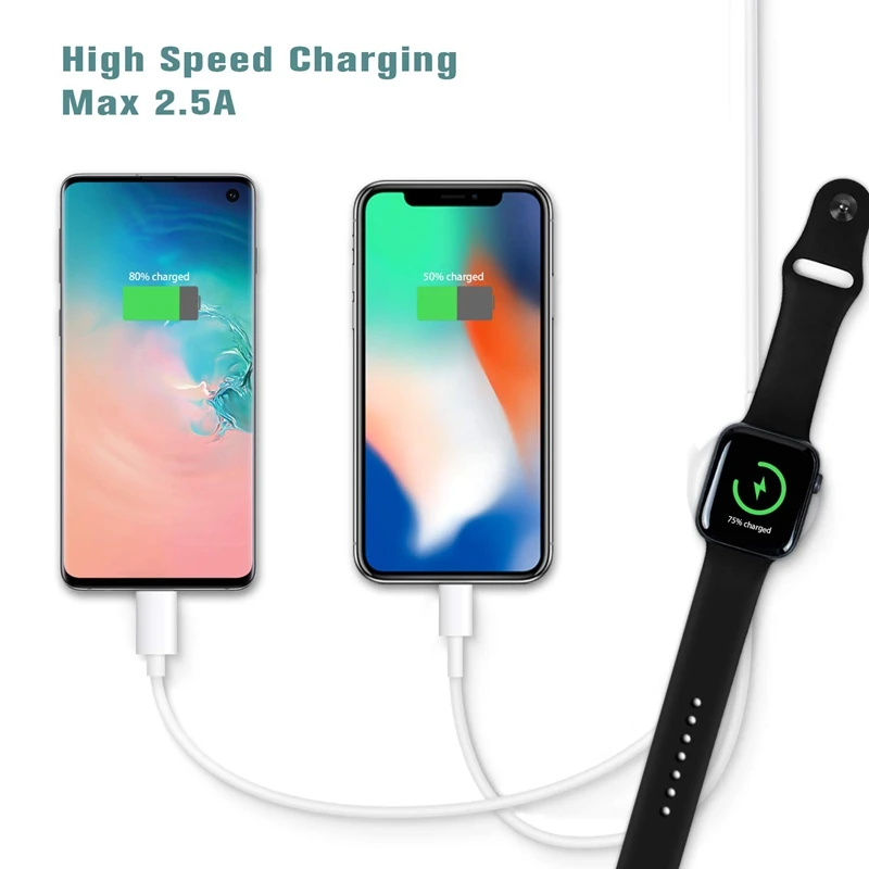 3 в 1 Беспроводное зарядное устройство для Apple Watch Series 1 2 3 4 USB Магнитный зарядный кабель 1,2 метр для iPhone 5 6 7 8 X/plus ipad