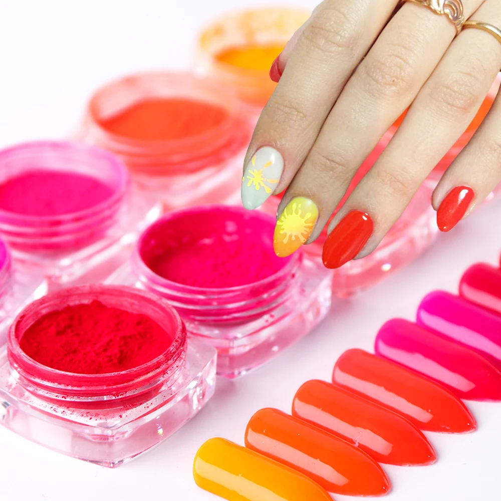 

8 Boxes/Set Neon Pigment Nail Glitter Powder Fluorescent color Acrylic Powder Nail Polish Dust UV Gel Nail Decoration LA1506-14