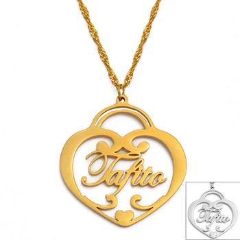 

Anniyo Heart Personalized Name Pendant Necklaces Customize Nameplate Letters Custom Necklaces Jewelry Birthday Wedding #132821