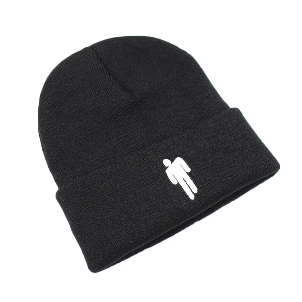 Вышивка Billie Eilish Beanie шапка вязаное, тёплое, зимнее шапки для мужчин и женщин Твердые хип-хоп повседневные манжеты Beanies Stickman Bonnet