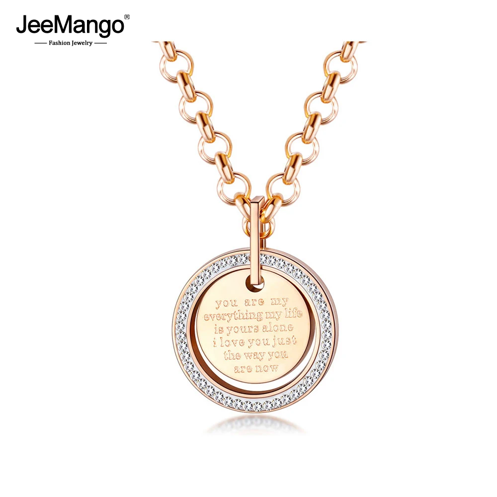 JeeMango классическое Геометрическая круглая подвеска из нержавеющей стали Love You