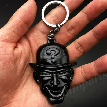

3D Metal Black The Riddler Question Mark Mask Batman Keychain Key Ring Chain