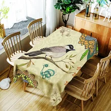 Скатерть с изображением птиц Водонепроницаемая клеенка моющаяся прямоугольная декоративная крышка стола Tapete домашняя скатерть