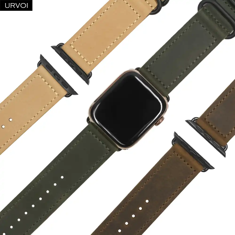 URVOI ремешок для Apple Watch series 6 SE 5 4 3 21 iwatch черная классическая Пряжка ручной работы