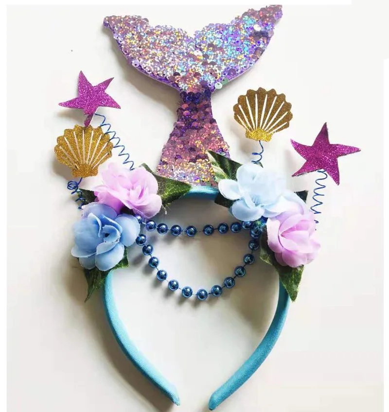 Mermaid tail shape Ободок для волос с хвостом русалки для девочек; вечерние карнавальные палочки для волос; изысканные аксессуары для волос принцессы; ободки с цветами; рождественские подарки - Цвет: Mermaid tail shape
