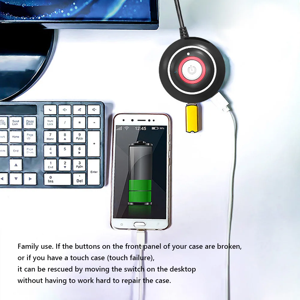 Enhance control with our Desktop PC Power Button Switch - Round Big Button with Cable and Bracket for seamless on/off and reset functionality. Description Image.