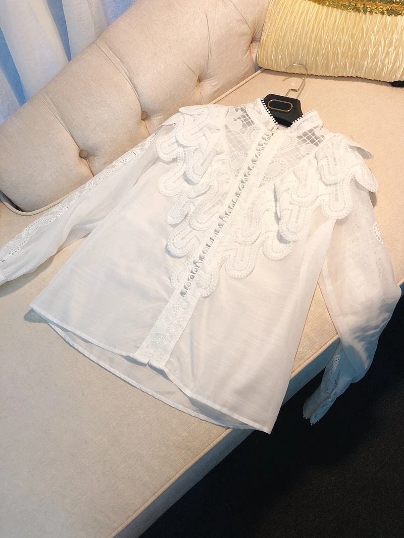 COLOREE Runway Women Blouse Autumn Winter Designer Long Sleeve White Tops Shirts Casual Ruffles Blouse Blusas High Quality