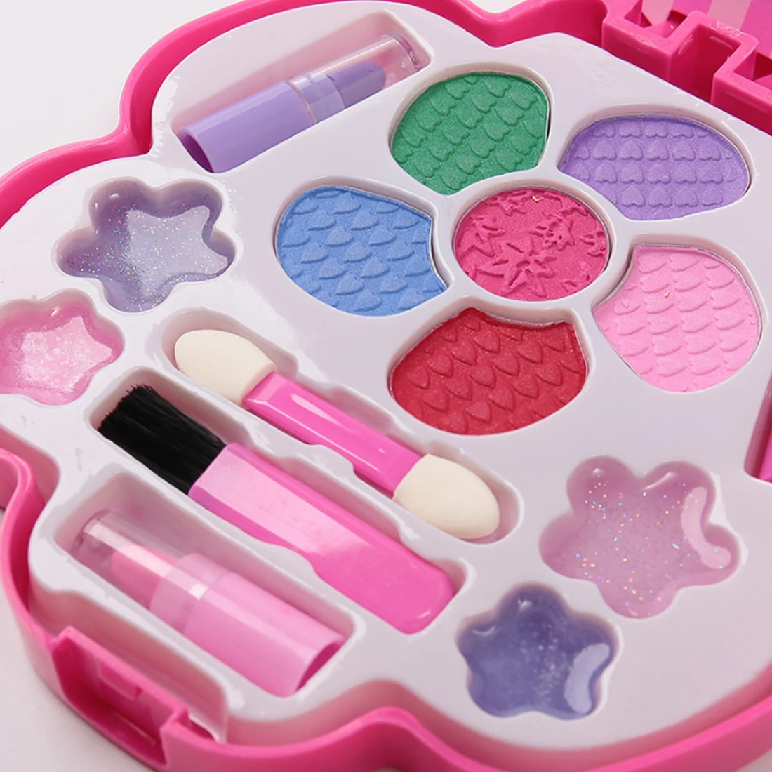 Children Pretend Play Kid Make Up Storage Box Cosmetic Organizer Box Simulation Plastic Toy For Girls Dressing Cosmetic Makeup