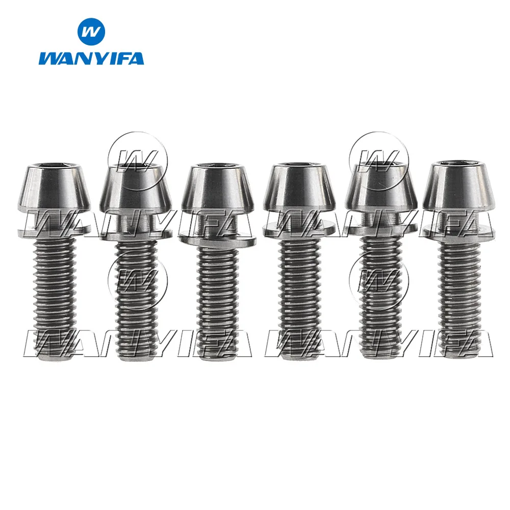 Wanyifa 6 шт. титановые Ti M5 x 16 18 20 мм шестигранные конические головки болты с шайбой