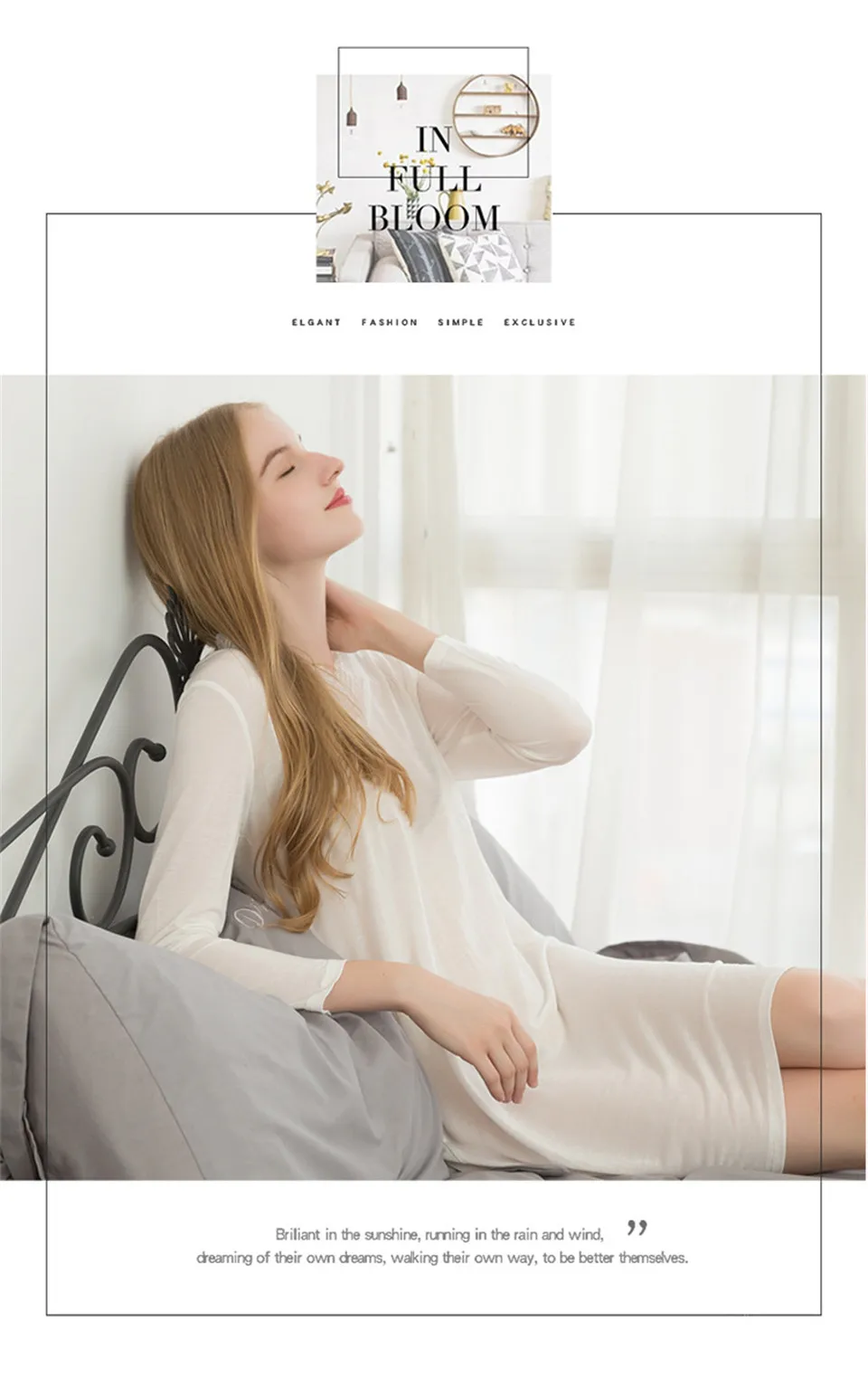 Waliicorners Silk Nightdress Pajamas Women's Sleepwear Loose Waliicorners Silk Knitted Long-Sleeved Thin Section Homewear Female 20 H03e6e30dcee347979eff0ef55ee5b946E