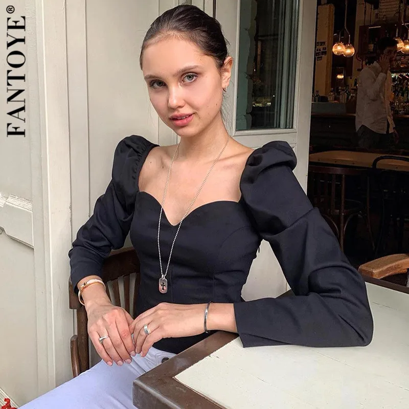 Fantoye/женские элегантные топы с пышными рукавами женские футболки 2019 летние