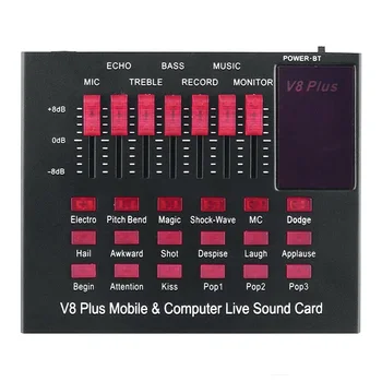 

V8 Plug Mobile Phone Microphone Live Dual Channel USB External Sound Card for PC Computer Audio Interface Sound Card