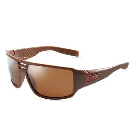 Glitztxunk, Модные поляризованные солнцезащитные очки, мужские, черные, квадратные, Ретро стиль, брендовые, дизайнерские, Ретро стиль, для вождения, солнцезащитные очки для мужчин, UV400 - Цвет линз: brown lens