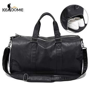 

Men Gym Bag Leather Sports Bags Big Male Training Handbag for Shoes Lady Fitness Travel Luggage Shoulder Dry Wet Bag Sport XA74D