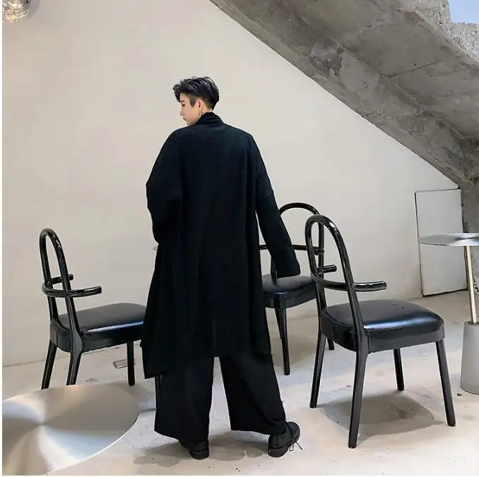 S-XL! Темный Повседневный однотонный шерстяной кардиган с v-образным вырезом и драпировкой