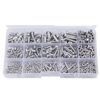 

480Pcs Button Head 12 Sizes Screw And Nuts Kit,M2 M3 M4 Steel Assorted Hex Socket Head Cap Bolts Screws Nuts Assortment Set
