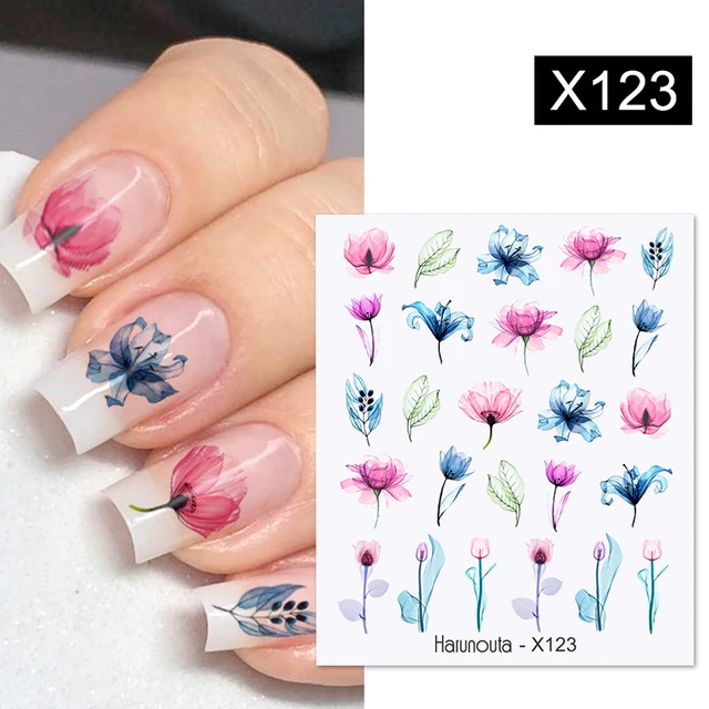 Harunouta Abstract Line Avocado Fruit Leopard Nail Water Sticker Decals Flower Leaves Slider Decoration For Autumn Nail Design X123