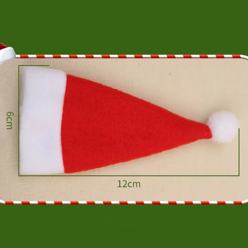 Christmas Decorations Mini Santa Hat Christmas Wine Bottle Cutlery Cap Brushed Cloth Cap Knife And Knife Set