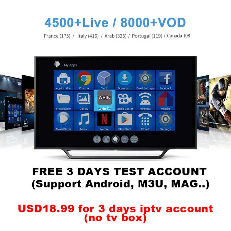 ONLY IPTV X96H двойной hdmi Android9.1 smart tv box ip tv box franch iptv 4800 канал Европа iptv 4 ГБ 32 ГБ 2.4F/5 г Wifi медиаплеер PK x96 - Цвет: ONLY IPTV