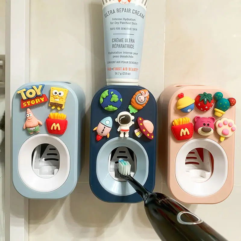 Kid Cute Lovely Cartoon Animal Sticky Wall Automatic Toothpaste Dispenser 