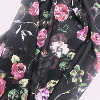 

hot sale 2meter cheap transit print floral Paris chiffon fabric for sewing woman dress and blouse for diy sewing craft